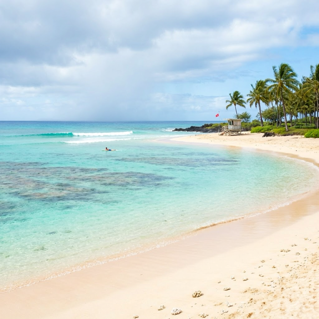 Big Island Beaches: Calm Waters, Patchy Rain beach conditions image