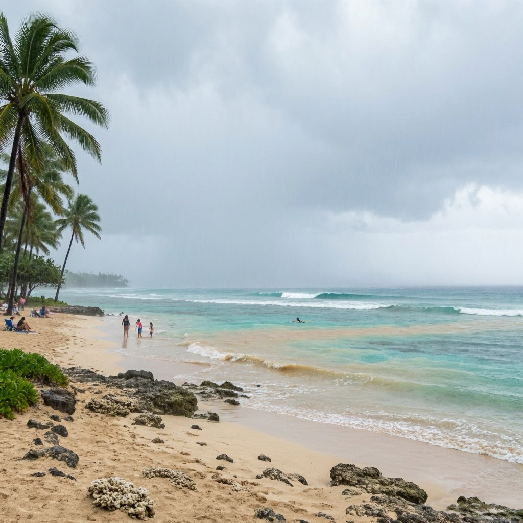 Maui Update: Heavy Rain Eases, But Flood Watch Remains—Stick to Indoor Plans beach conditions image