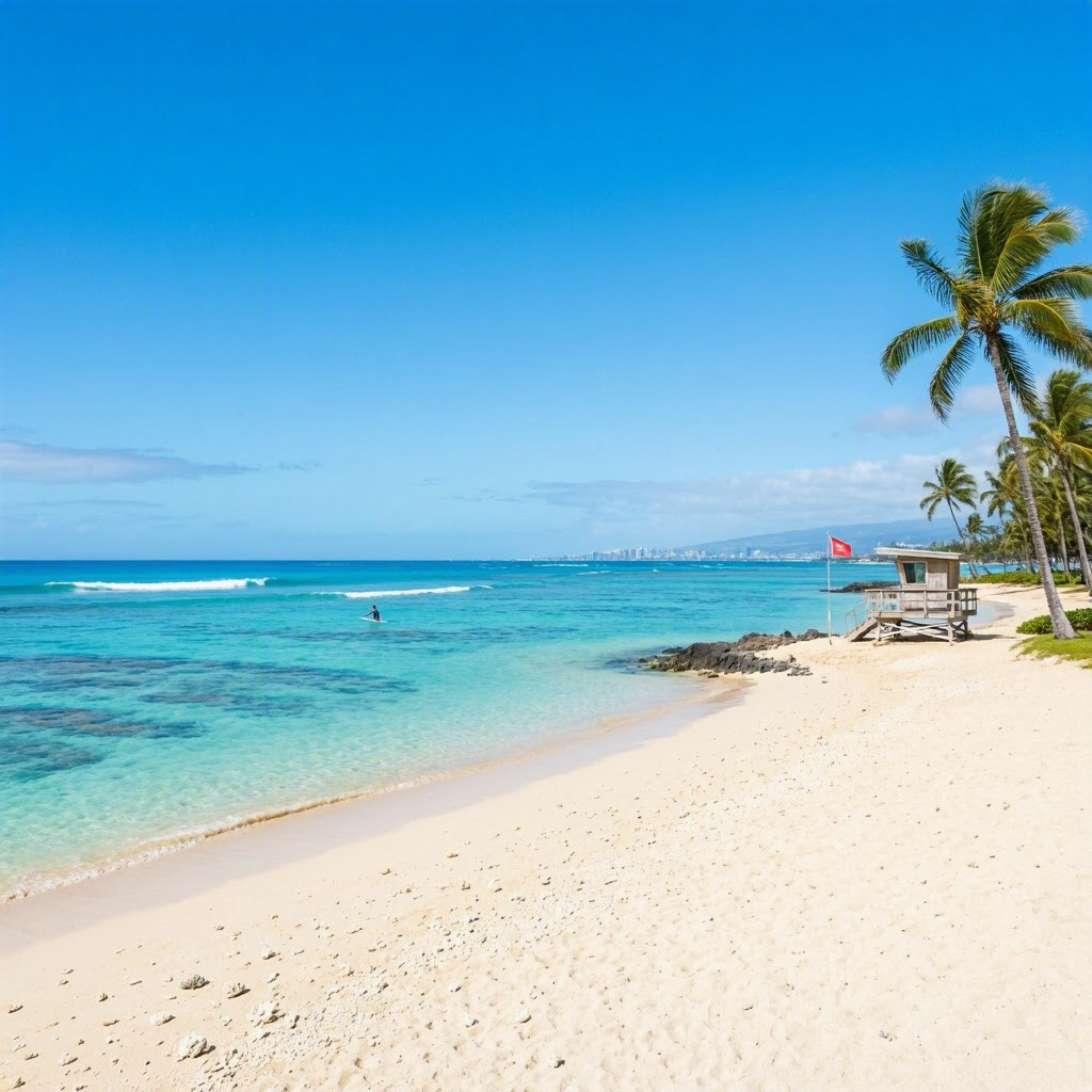 Oahu: Strong Winds, Choppy Waters, South Shore Calm Zones beach conditions image